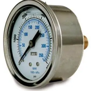 Stainless Steel Back Mount Pressure Gauge 10000 PSI