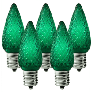 LED C9 Bulbs- Faceted Green Transparent - Bag of 25