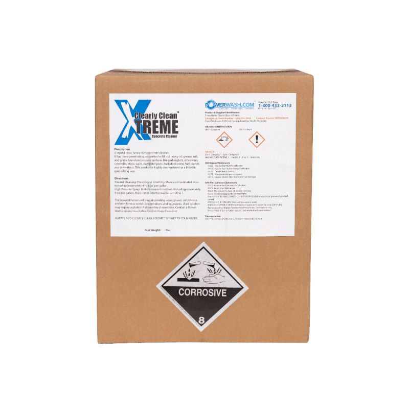 Box of Clearly Clean Xtreme, a concrete pressure washer cleaner