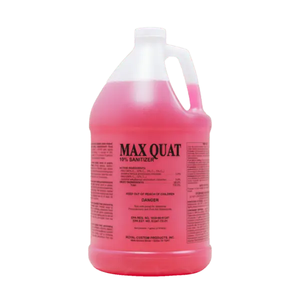 Gallon of Max Quat 10% Sanitizer, a Pressure Washing Chemical & Disinfectant