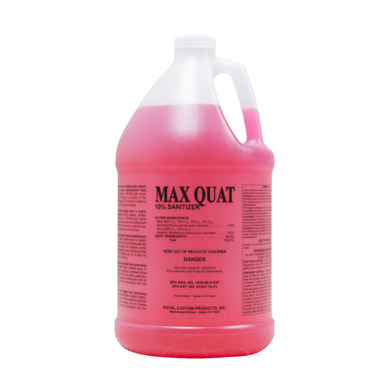 Gallon of Max Quat 10% Sanitizer, a Pressure Washing Chemical & Disinfectant