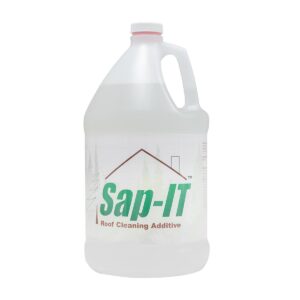 Gallon jug of Sap-It, a House & Roof Soft Wash Detergent Additive