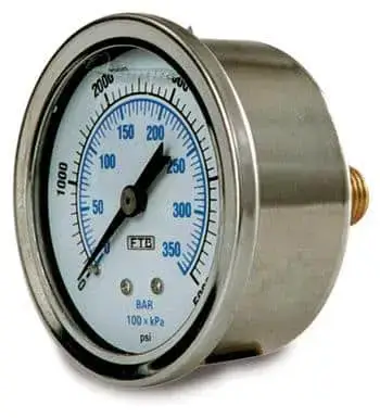 Stainless Steel Back Mount Pressure Gauge 2000 PSI