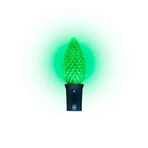 LED C9 Bulbs- Faceted Green Transparent - Bag of 100