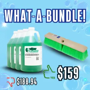Gutter Brightening Bundle - 4 Gallons of Gutter Butter + 14" Soft Bristle Brush