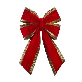 12″ Red Velvet with Gold Trim Christmas Bow