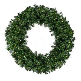 48″ Deluxe Oregon Fir Wreath, Lit – Pure White – No Bow