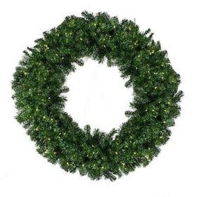 60″ Deluxe Oregon Fir Wreath, Lit-Warm White-No Bow