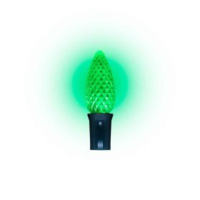 LED C9 Bulbs- Faceted Green Transparent – Bag of 100
