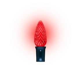 LED C9 Bulbs- Faceted Red Transparent -100 Bulbs